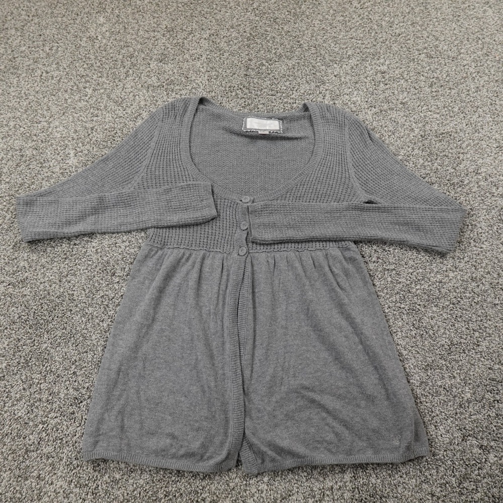 VTG American Eagle Cardigan Womens L Gray Sweater‎ Babydoll Top Bella Swan Y2K